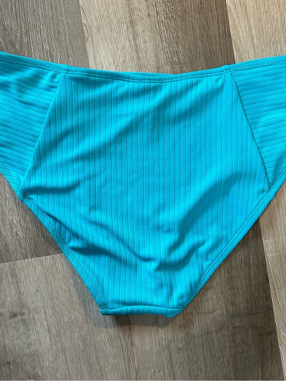 Turquoise Ribbed Mid-Waist Bikini Bottom - Picture 3 of 7